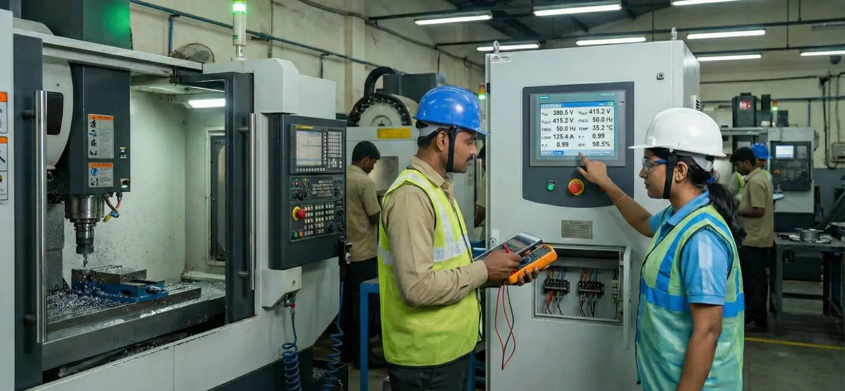 Modern industrial process line powered by stable electrical supply